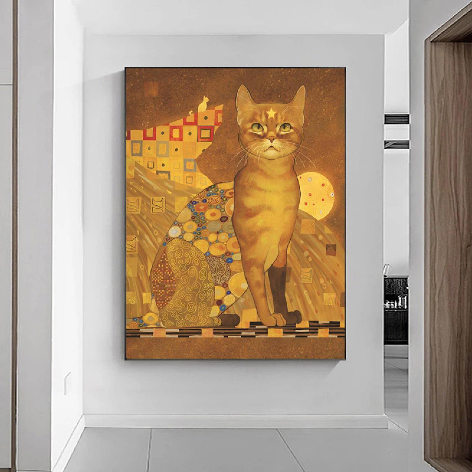 カラフルな動物の版画 金色フレーム付き